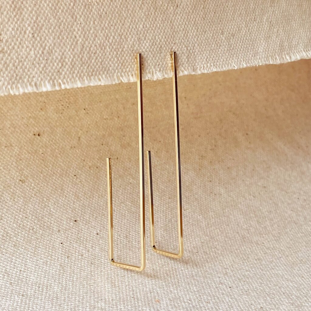 18k Gold Filled Rectangle Shaped Earrings product image 1