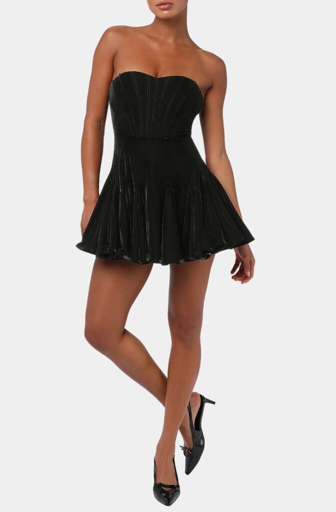 Zarae Corset Velvet Flounce Skirt Mini Dress product image 1