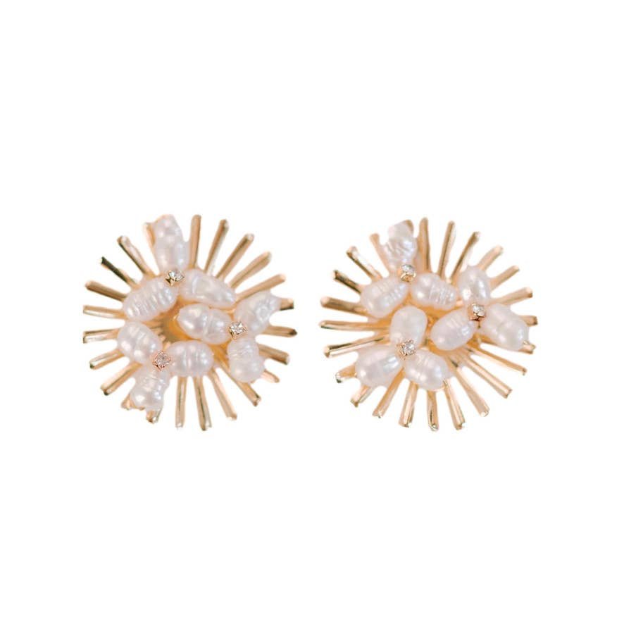 Sunburst Pearl Statement Stud Earrings product image 1