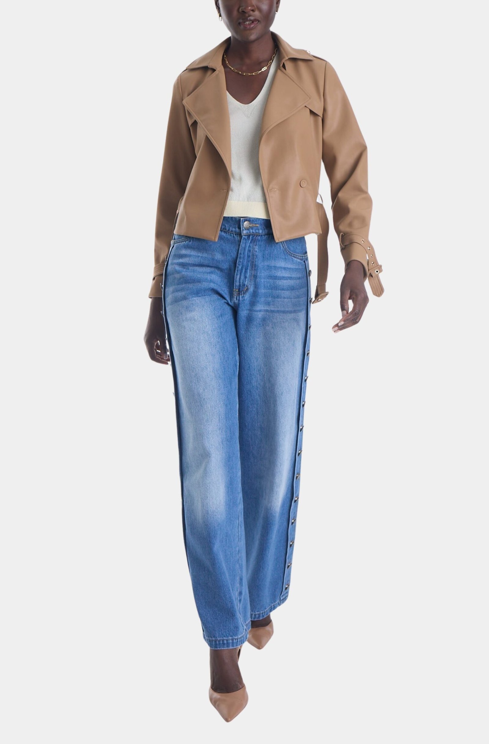 Vida Vegan Leather Trench Jacket product image 1