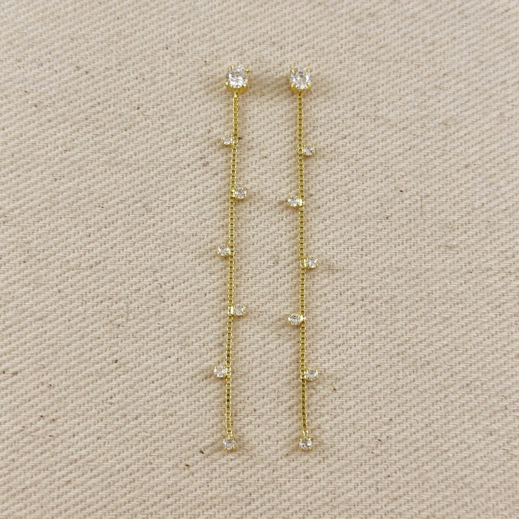 18k Gold Filled Scattered CZ Dangling Earrings product image 1
